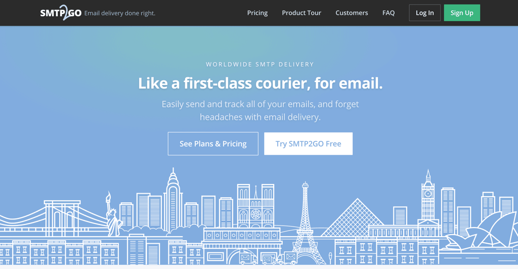 Homepage of SMTP2GO
