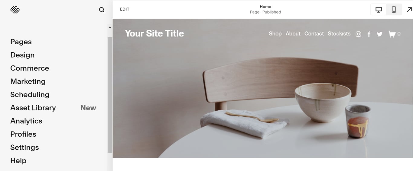 Squarespace interface