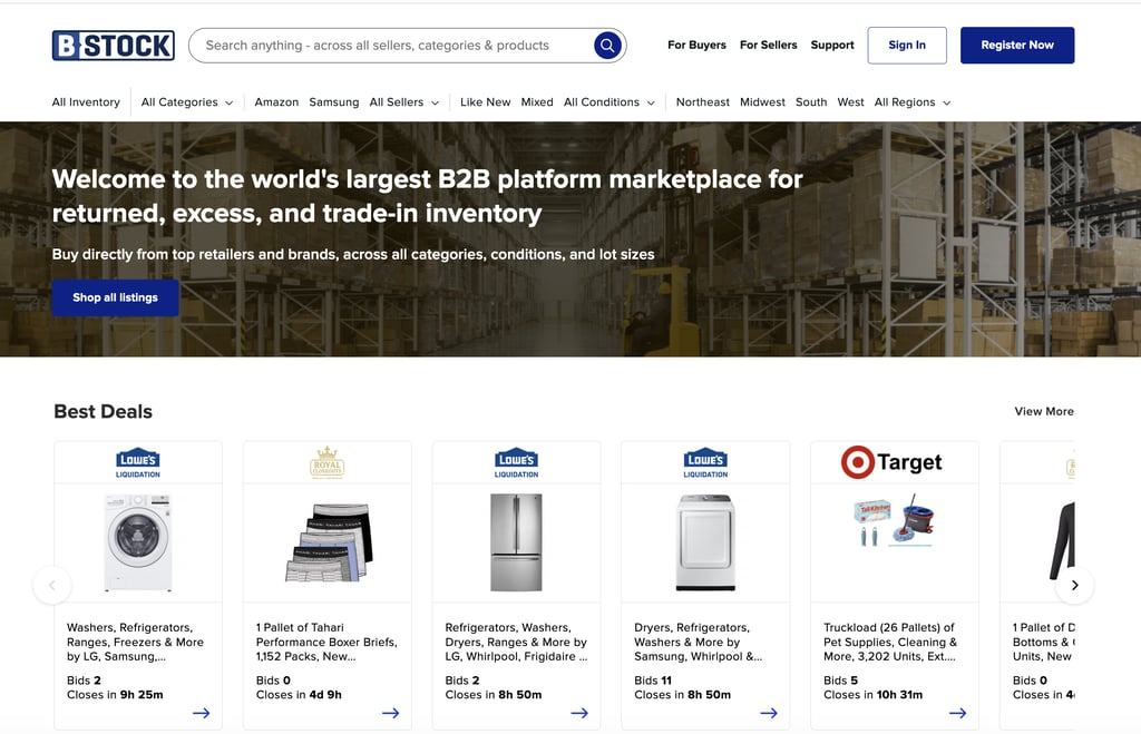 How to make money reselling - Bstock liquidation homepage