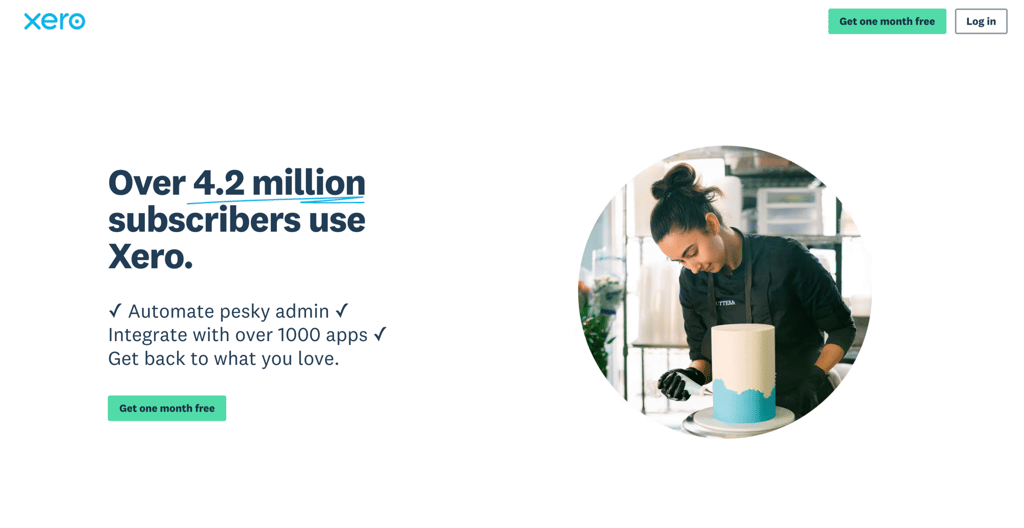 Xero landing page