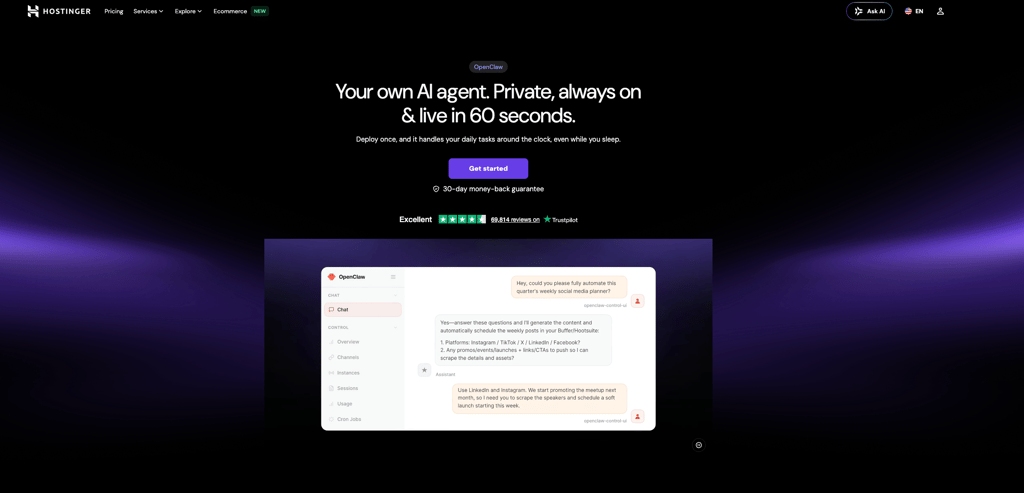 Managed OpenClaw landing page