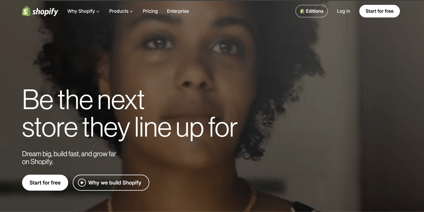 Shopify home page