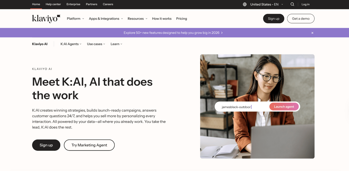 Klaviyo home page