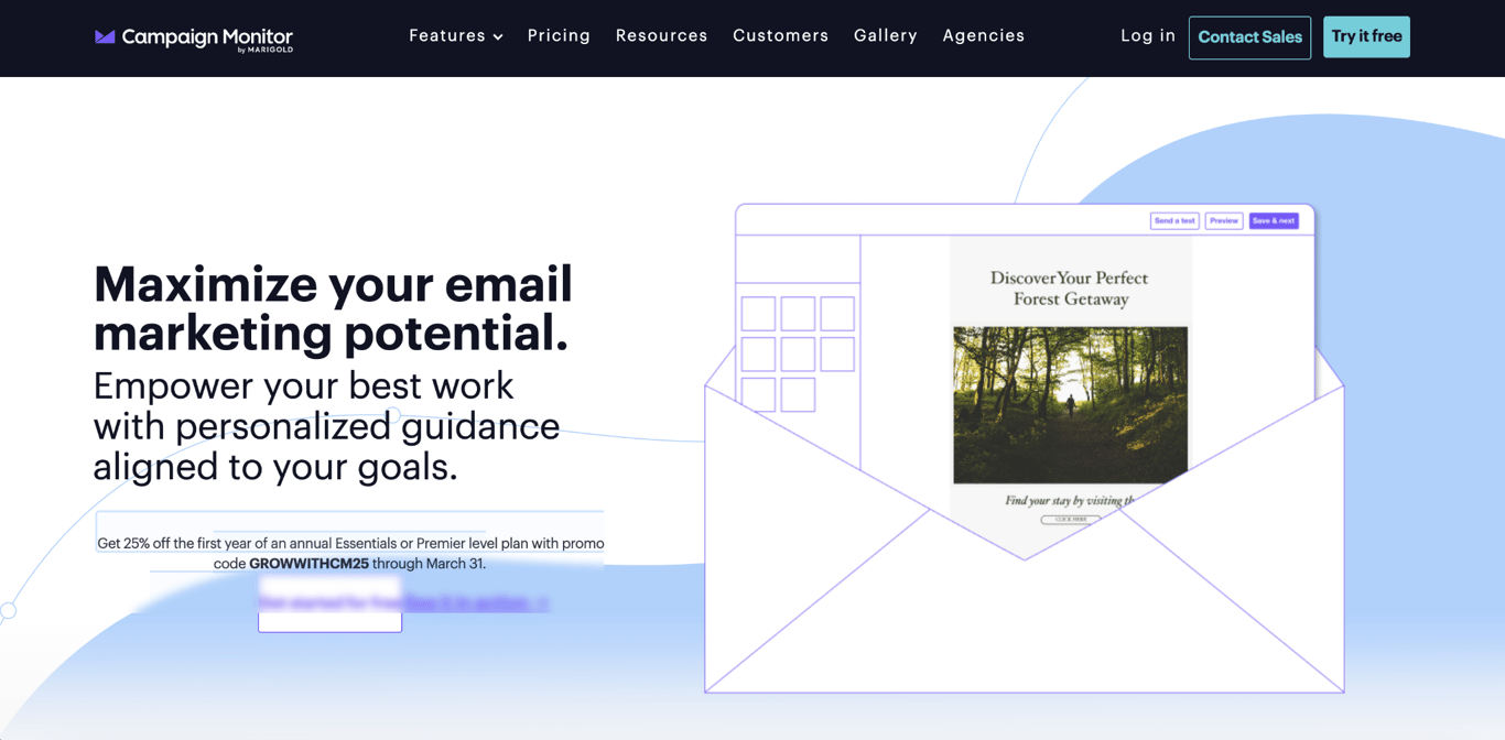 Campaign Monitor home page