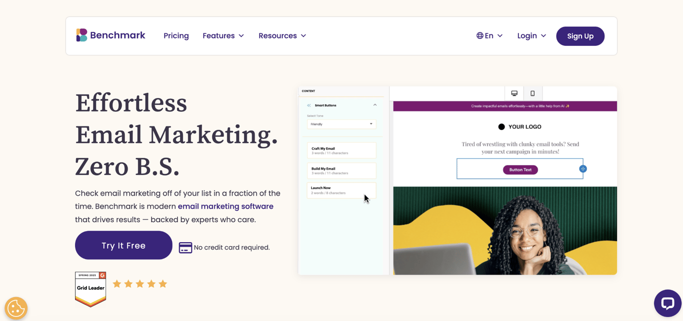 Benchmark Email home page