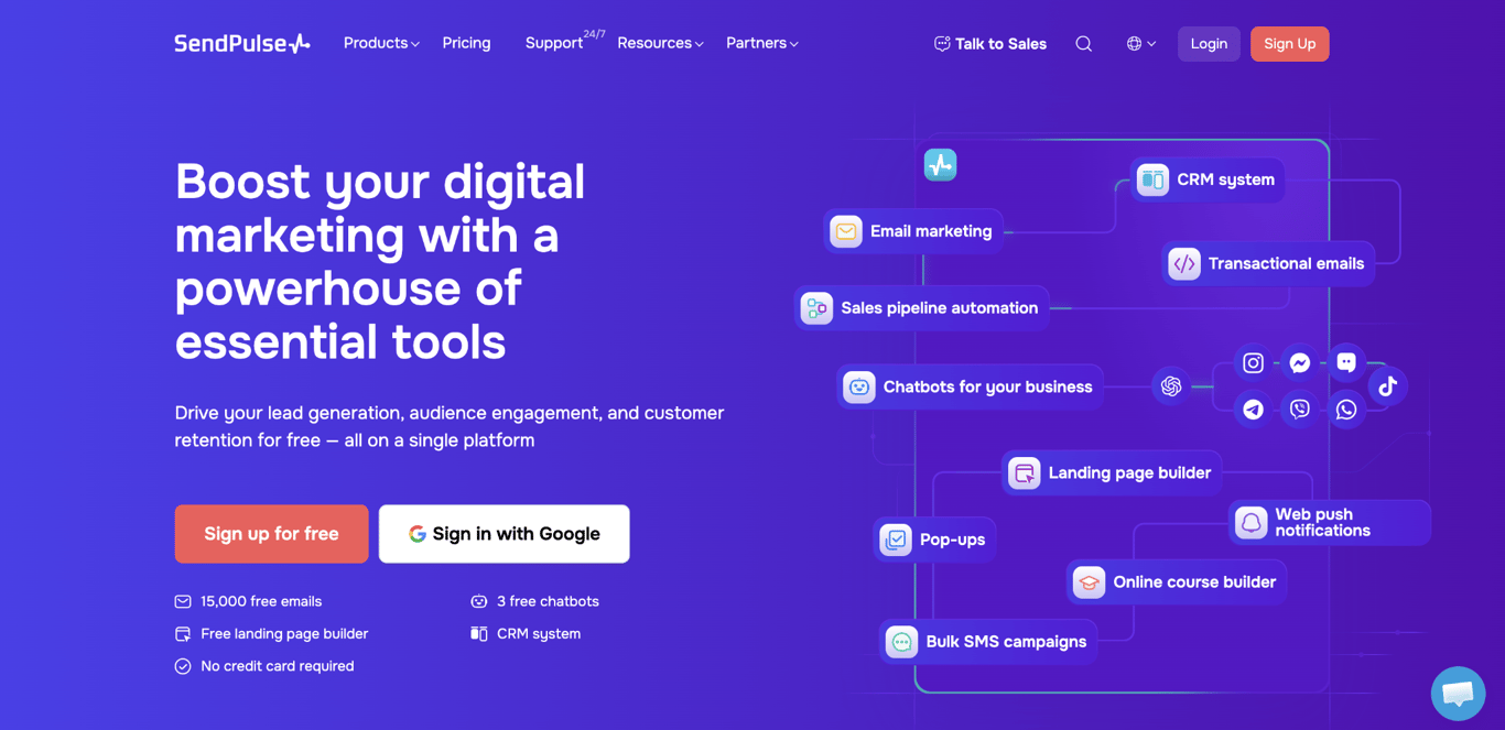 SendPulse home page