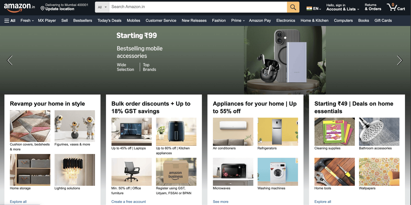 Amazon.in home page