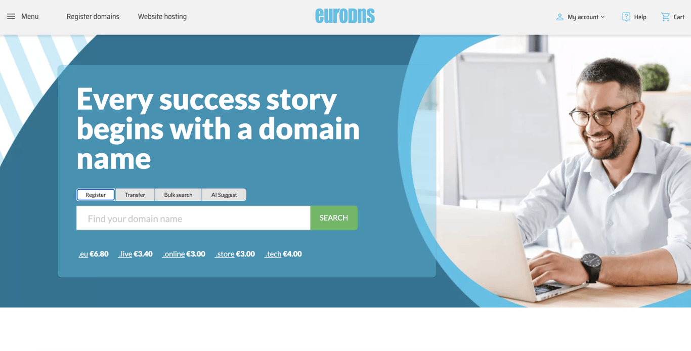 EuroDNS home page