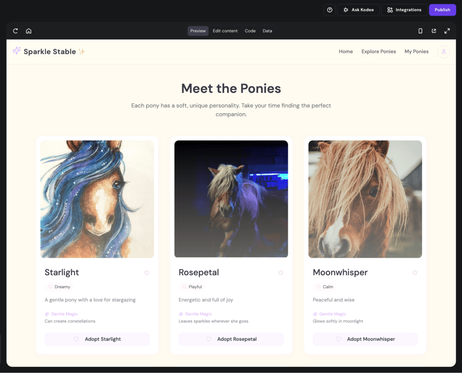 Hostinger Horizons' preview pane