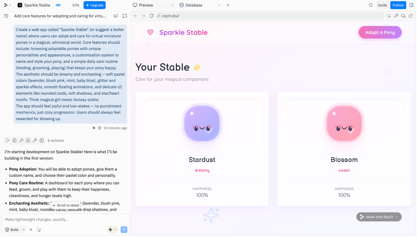 Replit's main interface