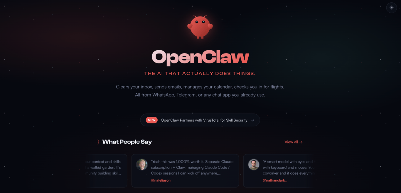 OpenClaw home page