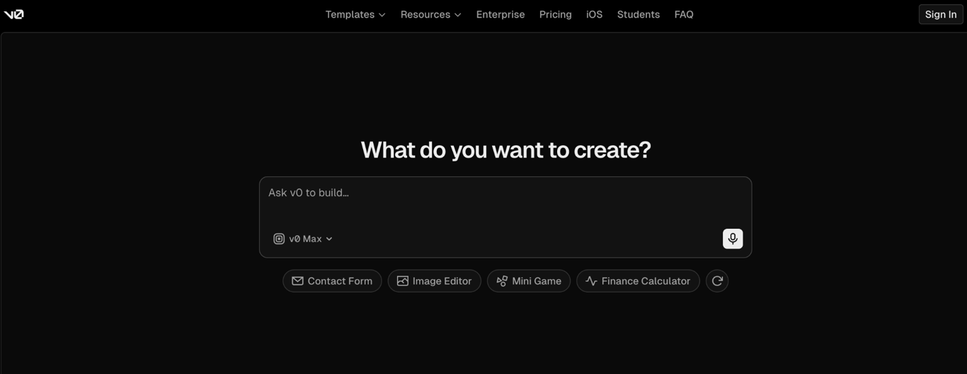 Homepage of v0