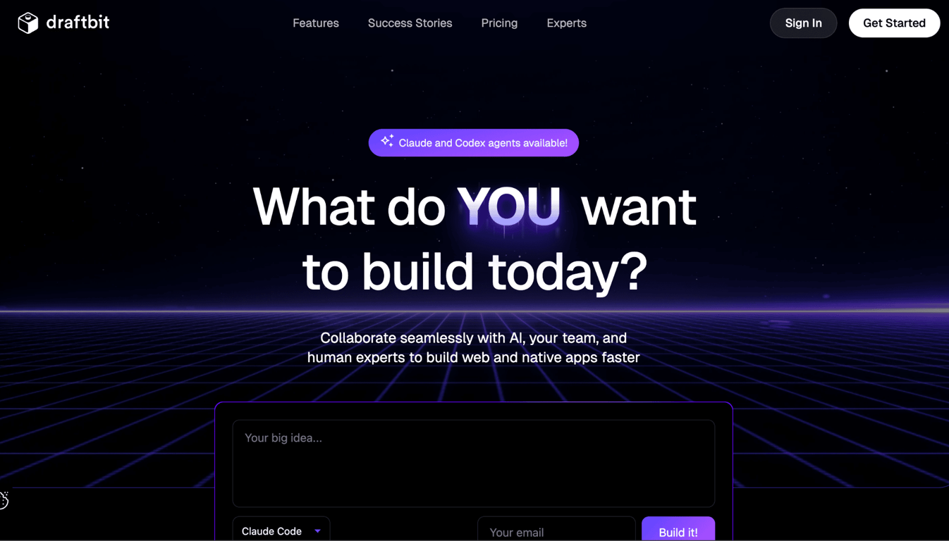 Homepage of Draftbit