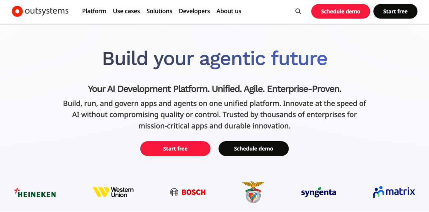 Homepage of OutSystems