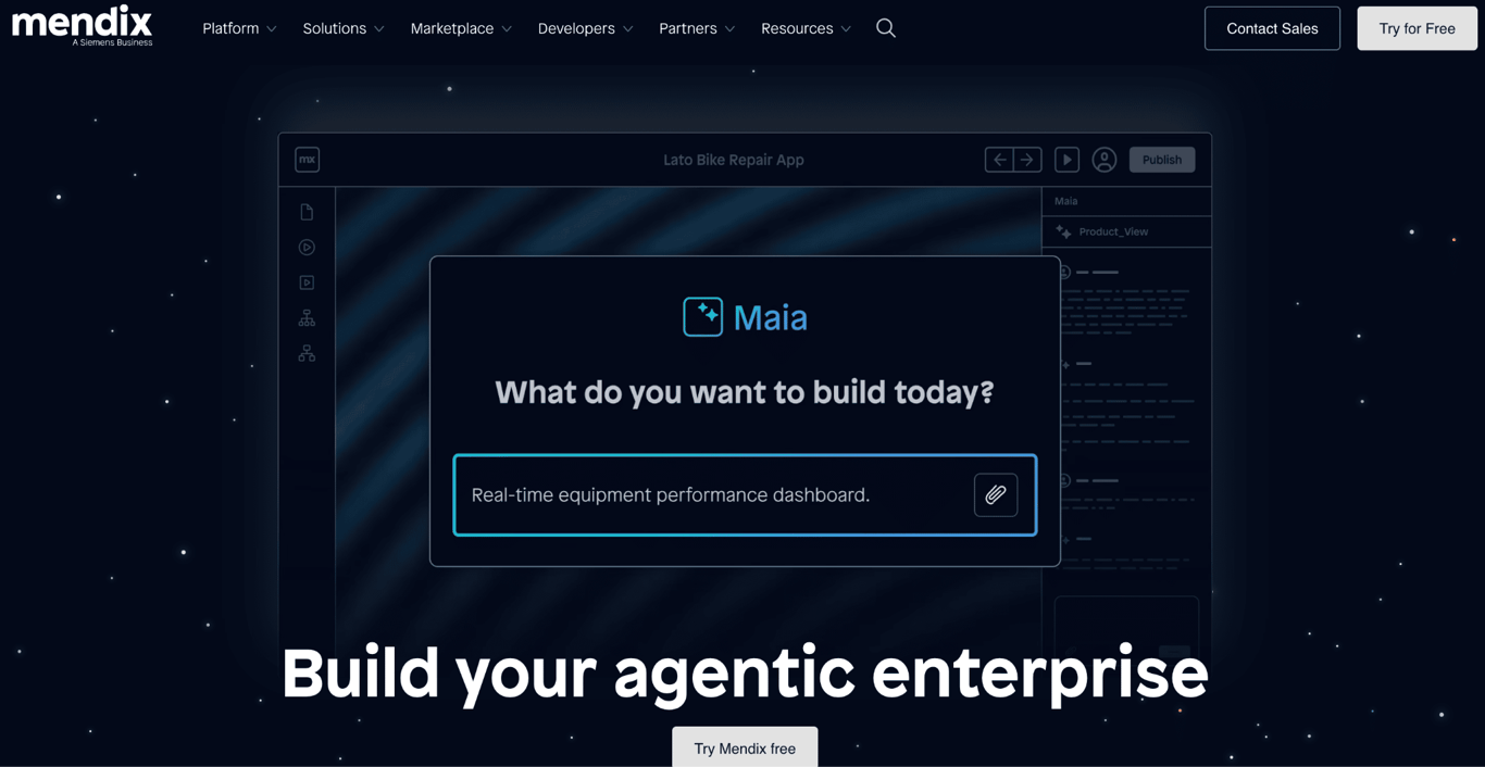 Homepage of Mendix