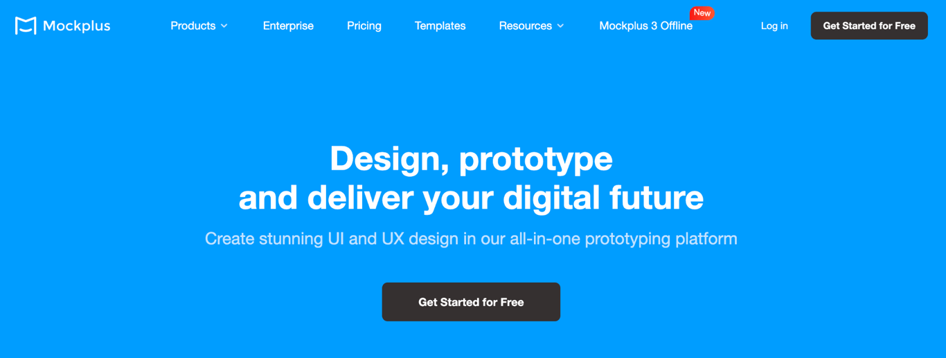 Homepage of Mockplus