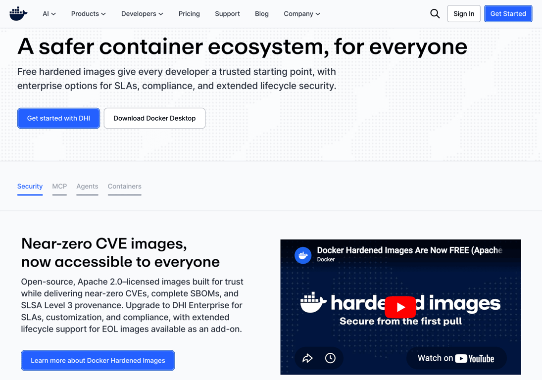 Homepage of Docker