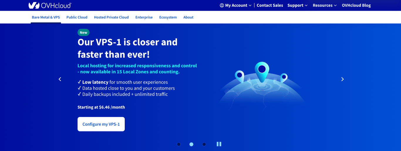 OVHcloud's landing page