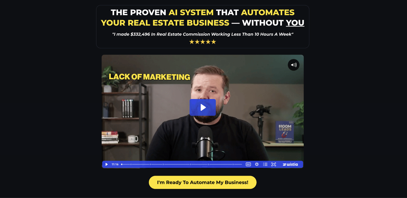 The Lazy Agent CRM landing page