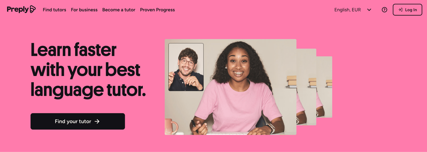 Homepage of Preply