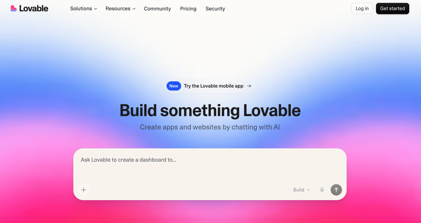 Lovable's landing page