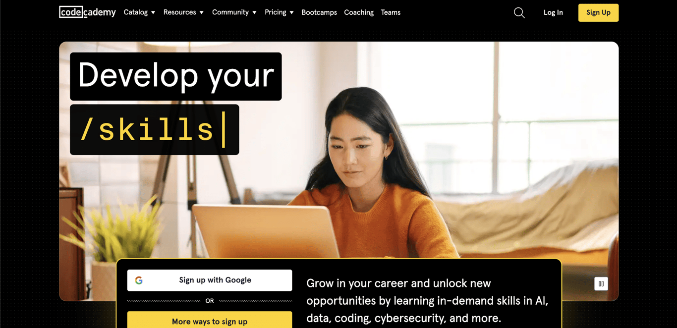 Codecademy landing page