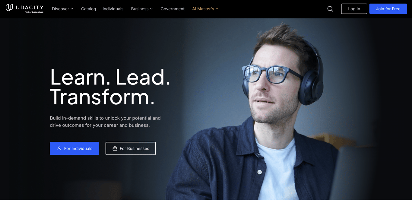 Udacity landing page
