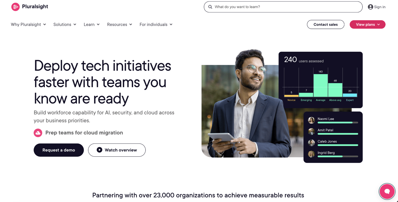 Pluralsight landing page