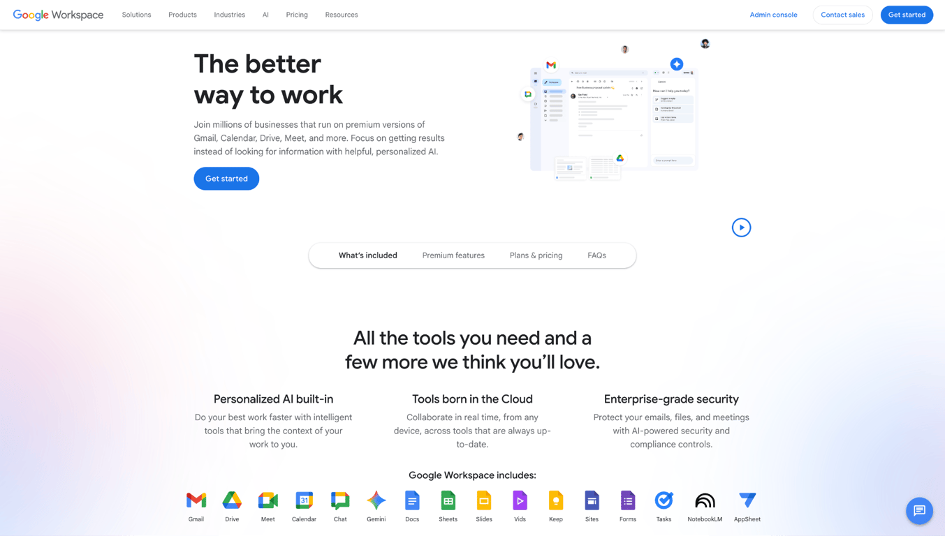 Google Workspace landing page