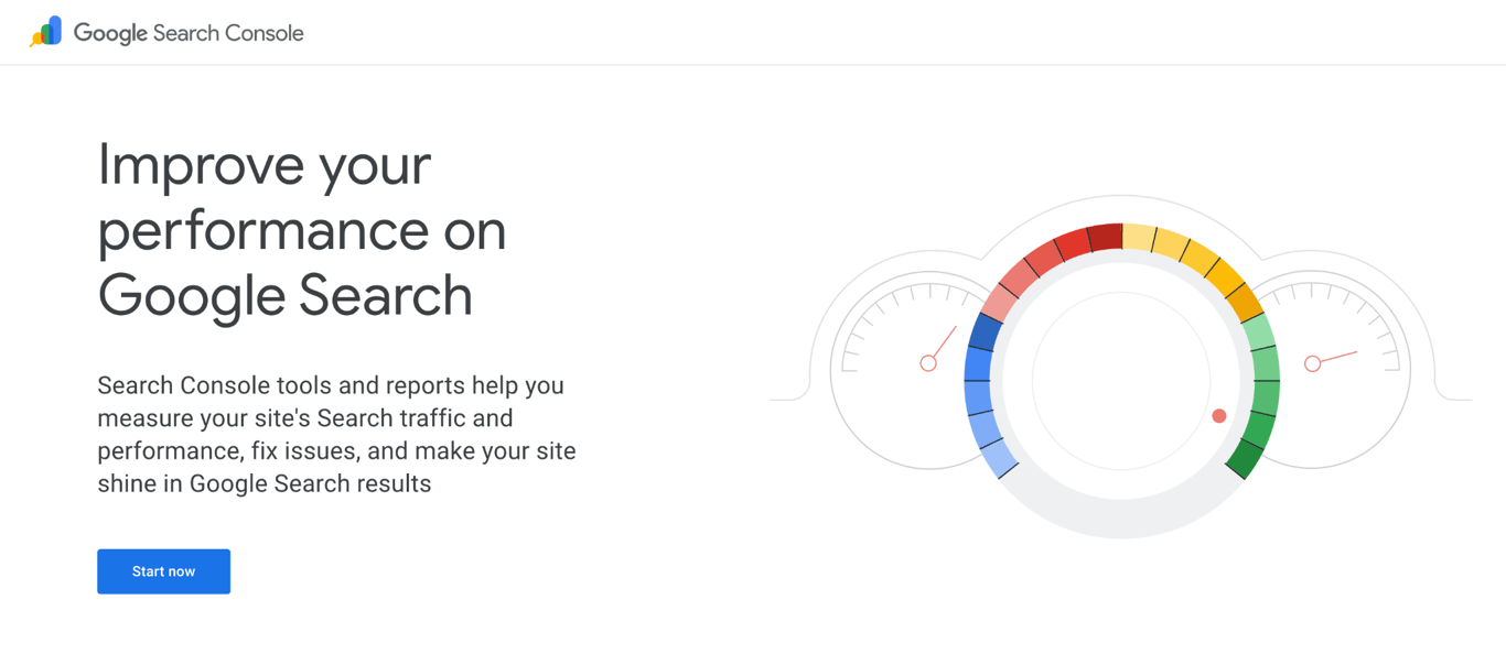 Google Search Console landing page