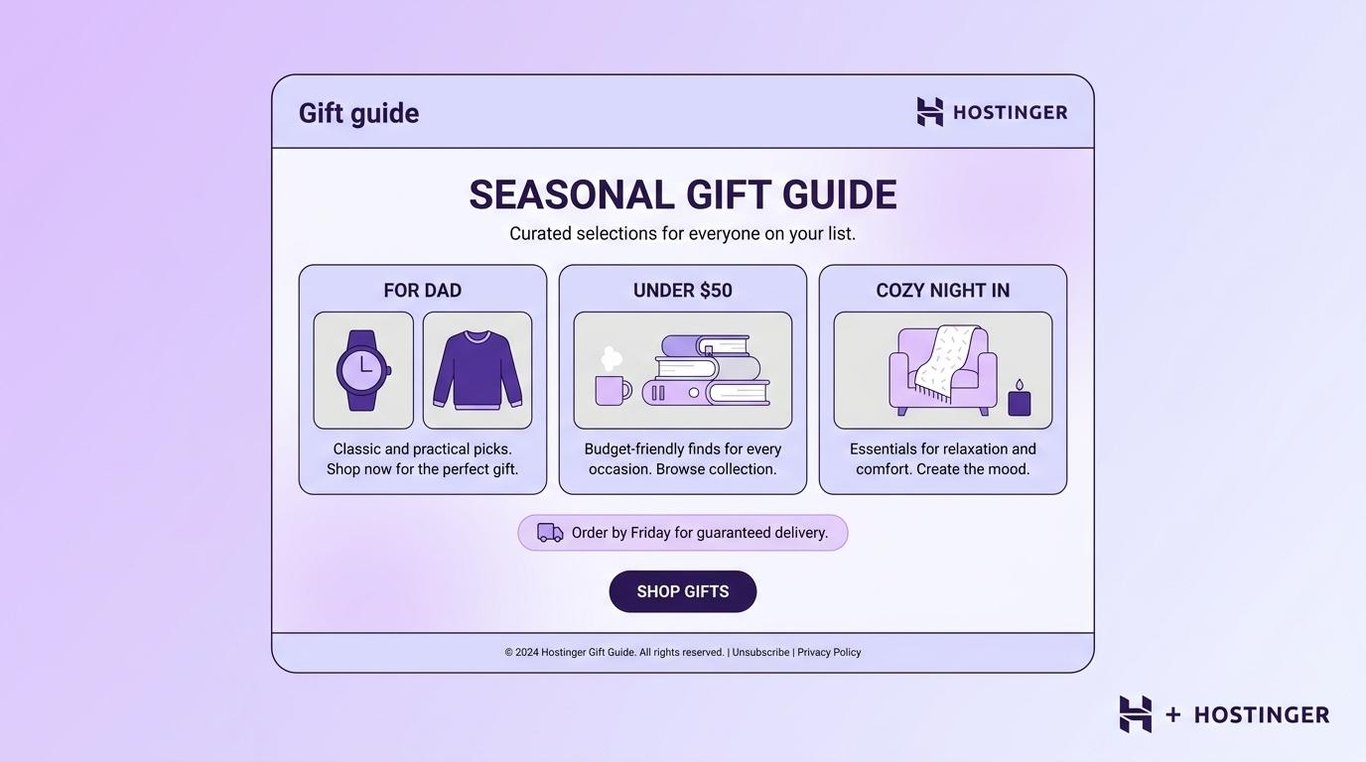 Seasonal gift guide newsletter