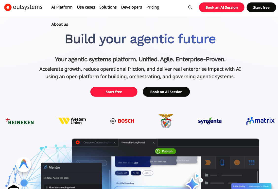 Homepage of OutSystems
