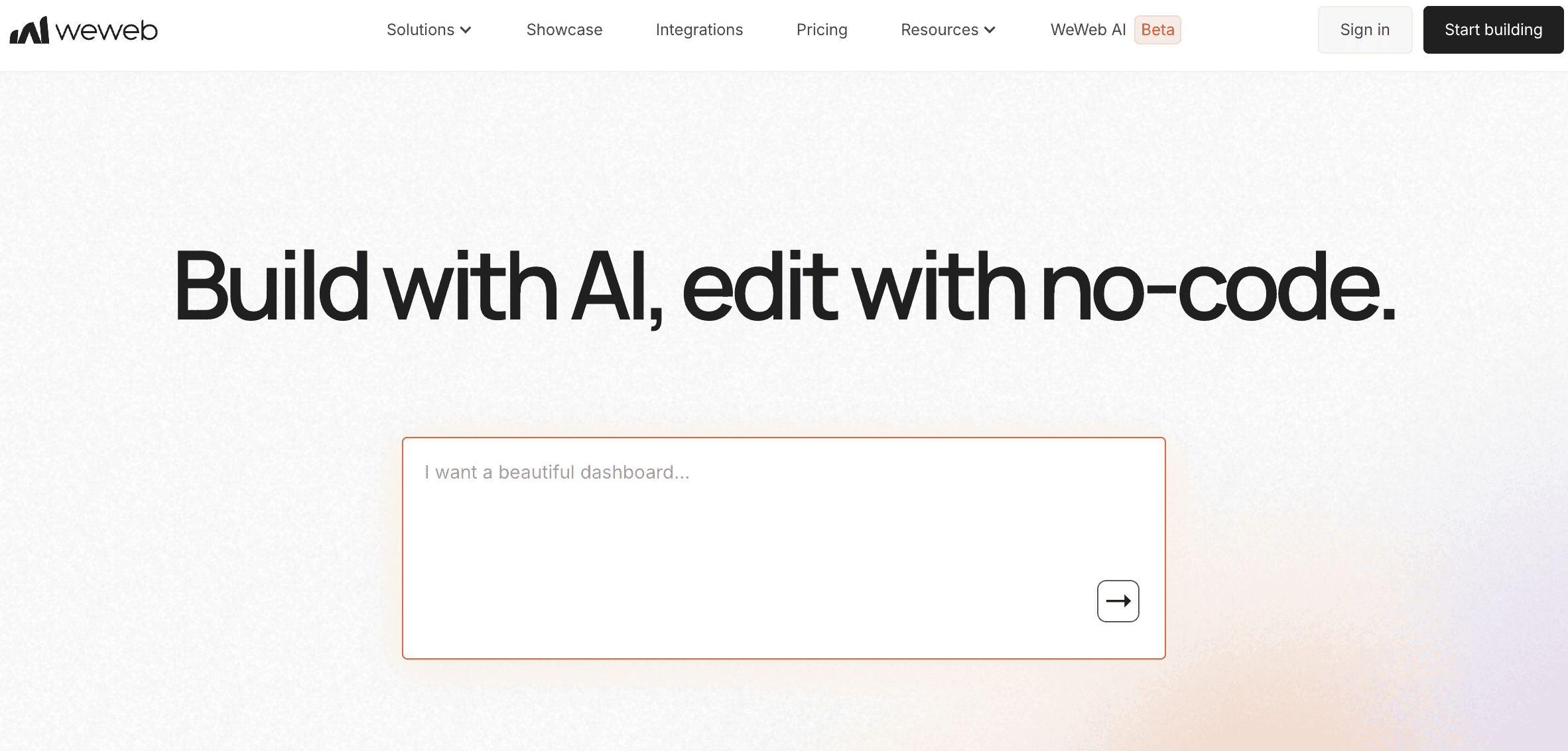 Homepage of WeWeb