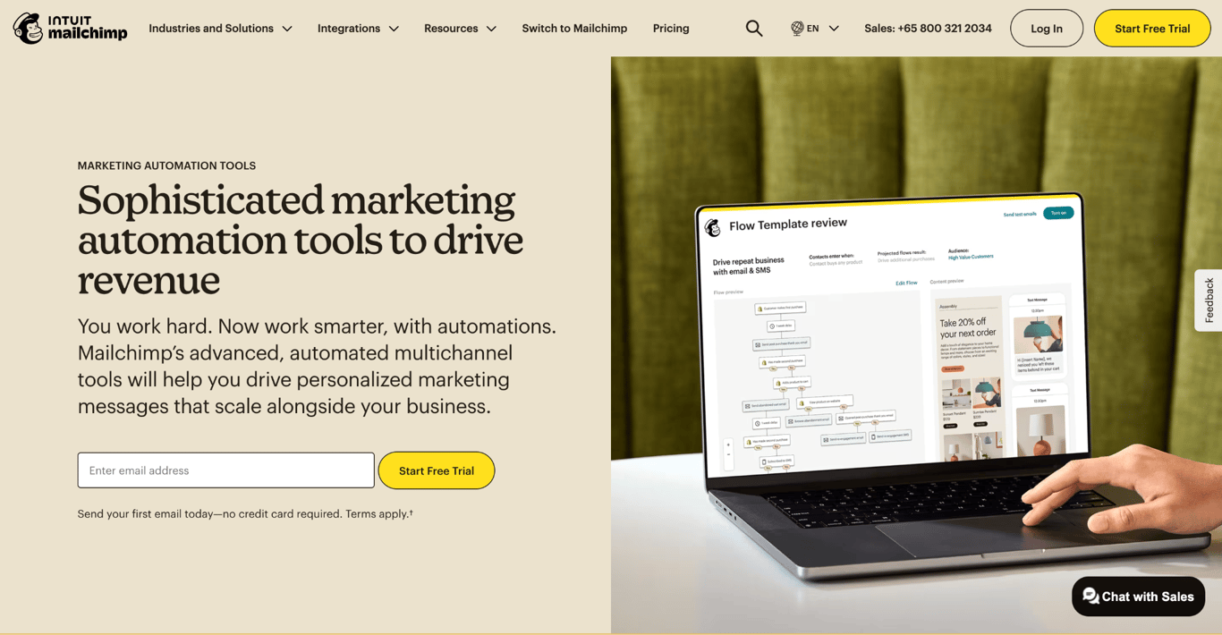Mailchimp's landing page