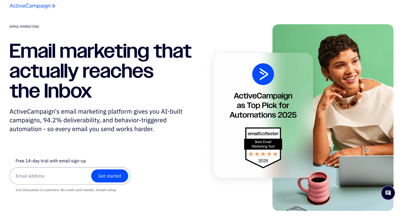 ActiveCampaign's landing page