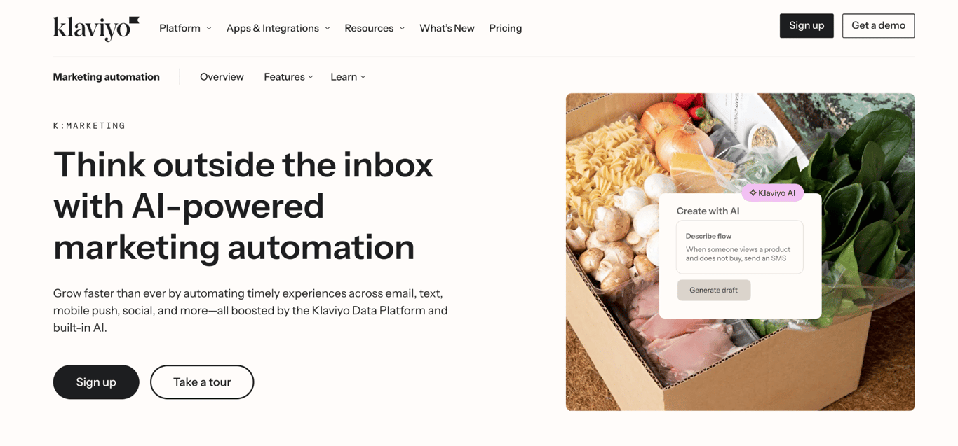 Klaviyo's landing page