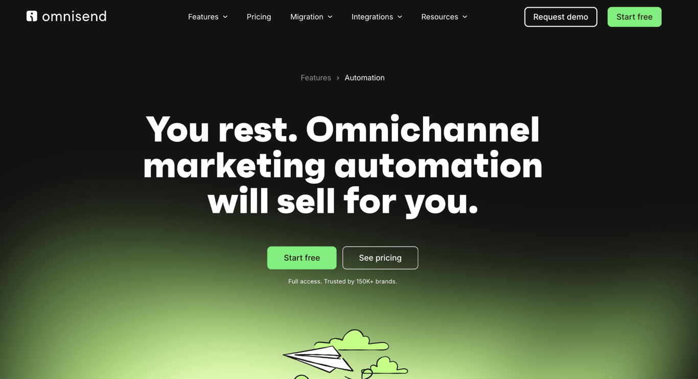 Omnisend's landing page