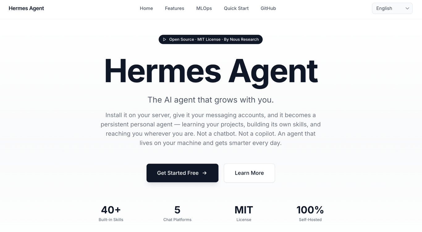 Hermes Agent's homepage