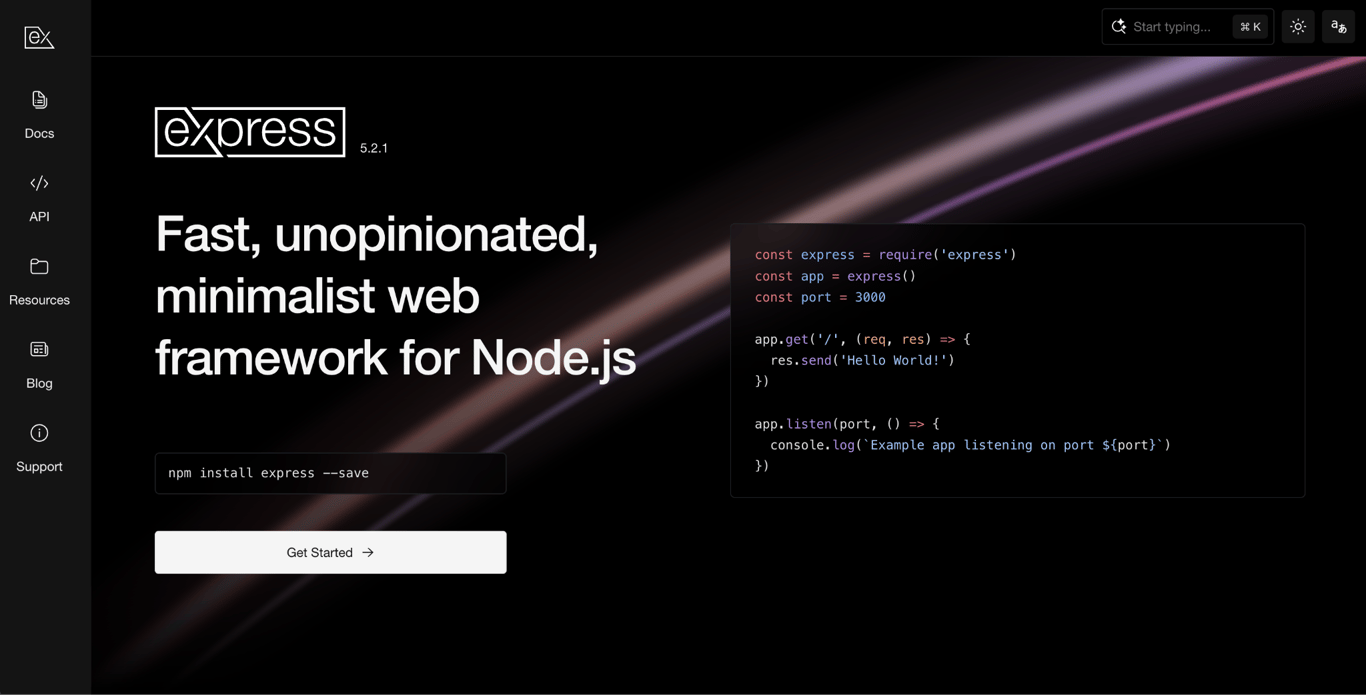 Express landing page