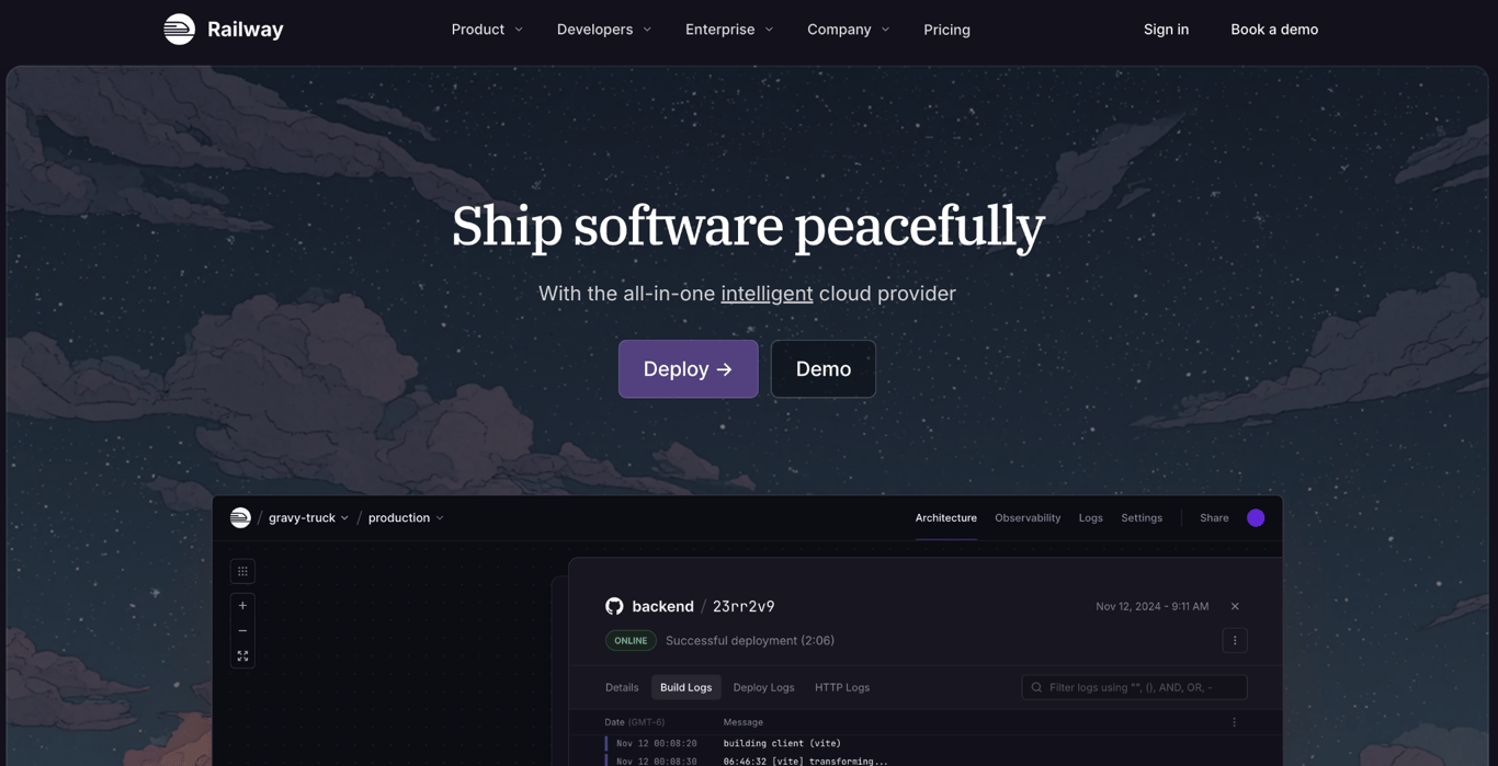 Railway landing page