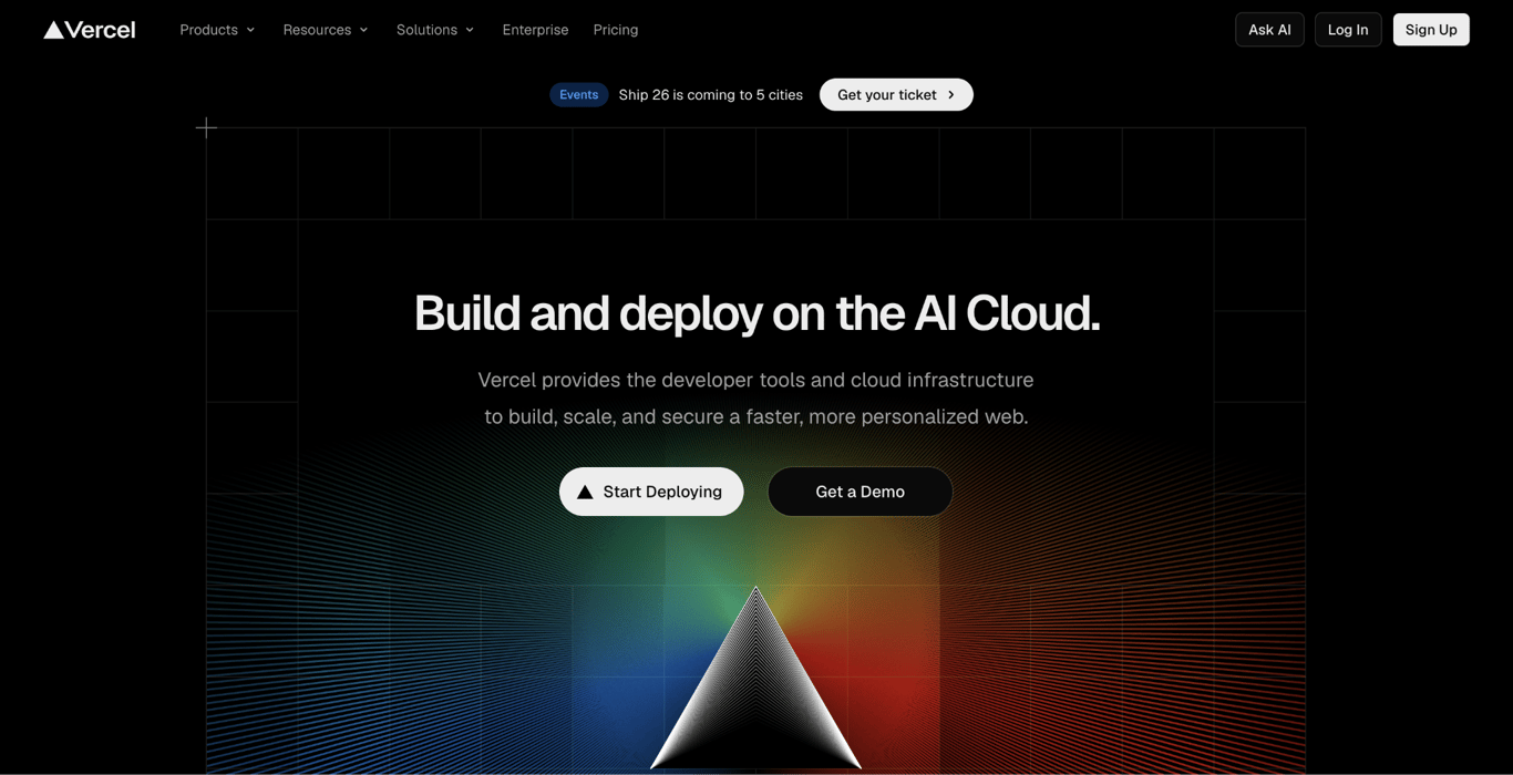 Vercel landing page