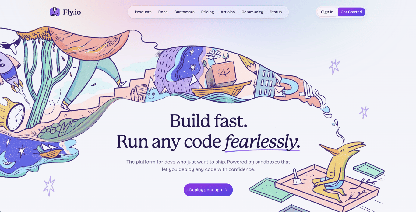 Fly.io landing page