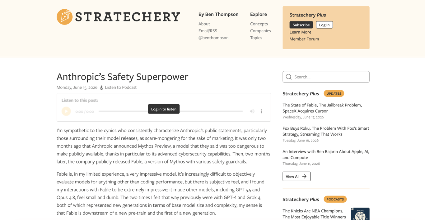 Stratechery landing page