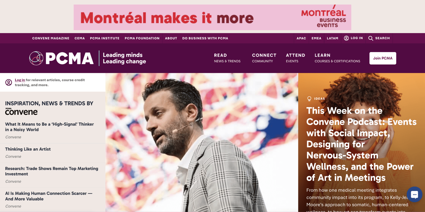 PCMA landing page