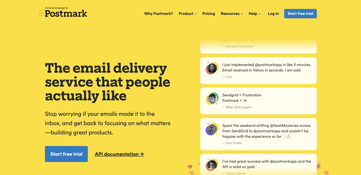 Postmark landing page