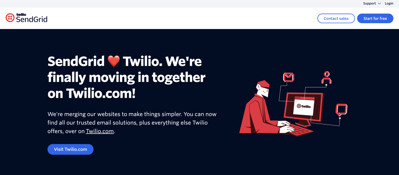 Twilio SendGrid landing page