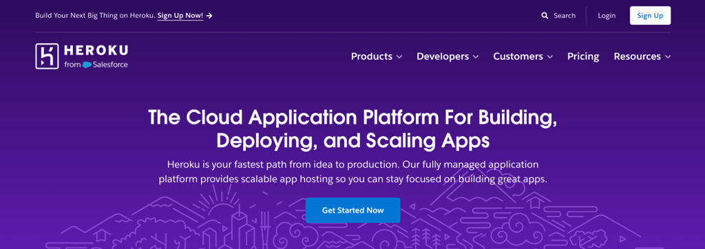 heroku-homepage Homepage of Heroku, a go-to platform-as-a-service (PaaS) for backend-heavy apps.