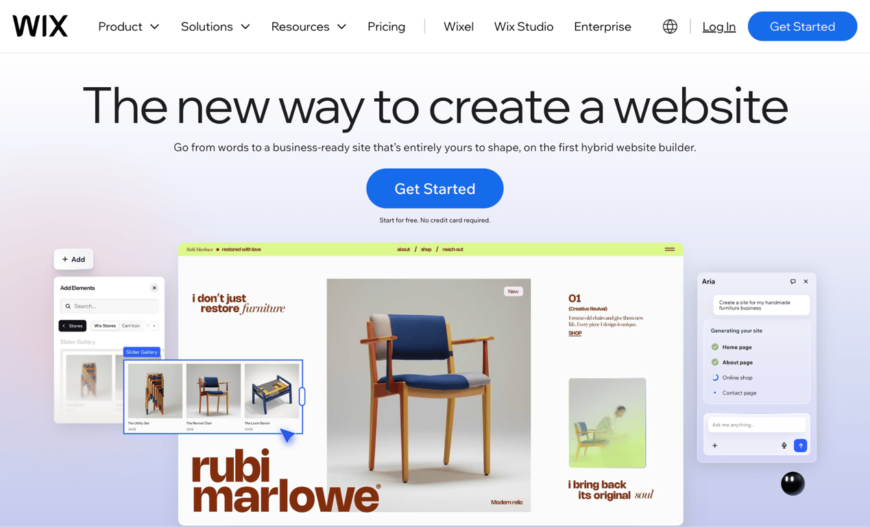 Wix homepage with the headline