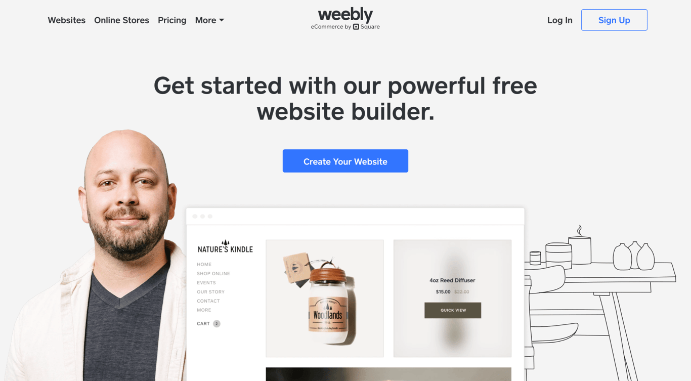 Weebly homepage with the headline