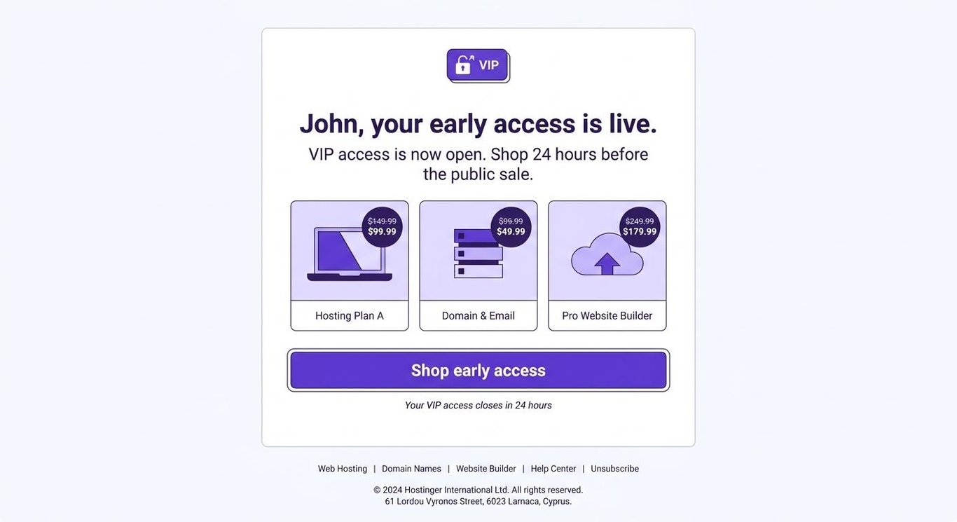 Black Friday VIP early access email